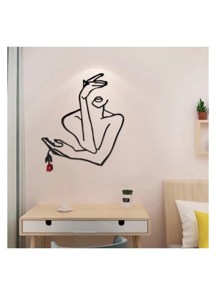 Luna Home Wall Mirror, Black, Stickers Beautiful Girl, Acrylic Wall Deco With Mirror Effect