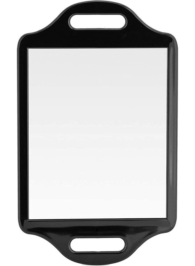 X-Large Barber Handheld Mirror With Twin Comfy Handles - Big And Long Back Of Head Self Cut Mirror For Men S Haircut Beauty Salon And Professional Hairdressing - 36Cm X 22Cm Black