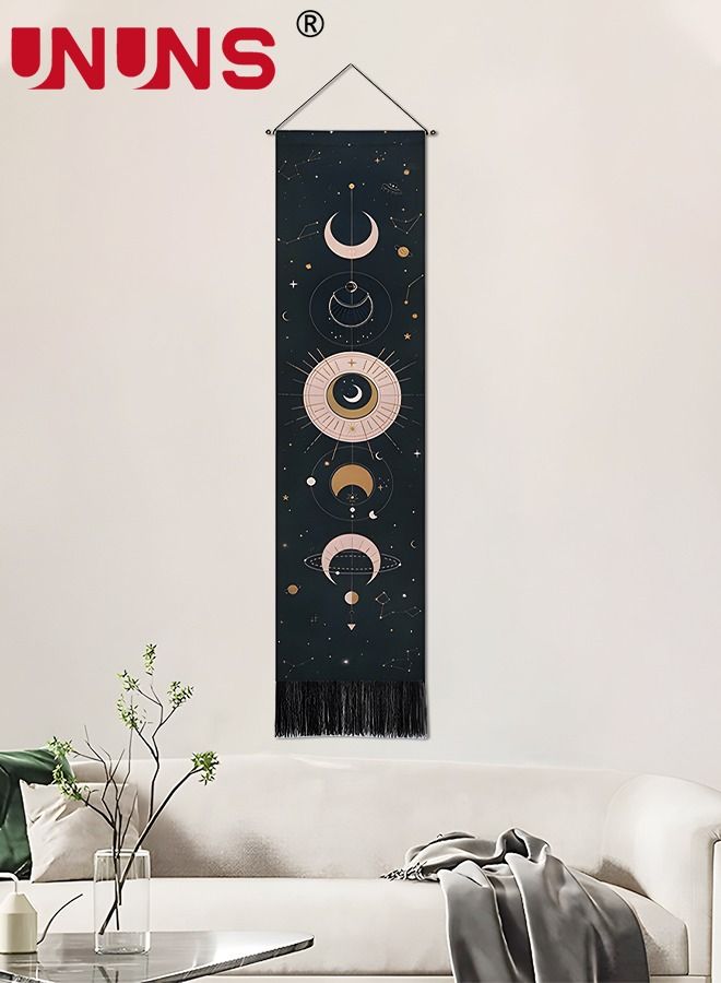 Boho Hanging Tapestry,Wall Hanging Sun And Moon Tapestry,Vertical Aesthetic Tapestry Mysterious Art Long Tapestries For Room 32.5x130cm