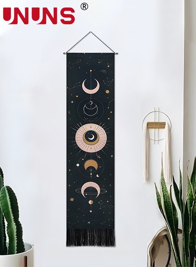 Boho Hanging Tapestry,Wall Hanging Sun And Moon Tapestry,Vertical Aesthetic Tapestry Mysterious Art Long Tapestries For Room 32.5x130cm