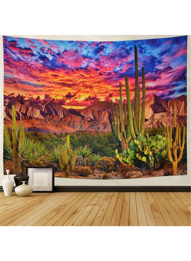 Mountain Tapestry Desert Cactus Tapestry Sunset Clouds Tapestry Psychedelic Tropical Plants Wall Tapestry Nature Scenery Tapestry Wall Hanging For Bedroom Decor