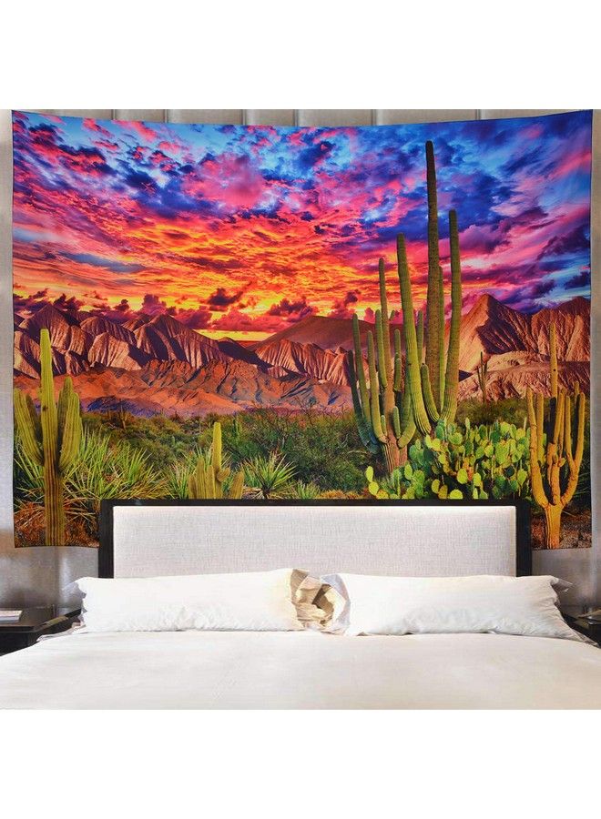 Mountain Tapestry Desert Cactus Tapestry Sunset Clouds Tapestry Psychedelic Tropical Plants Wall Tapestry Nature Scenery Tapestry Wall Hanging For Bedroom Decor