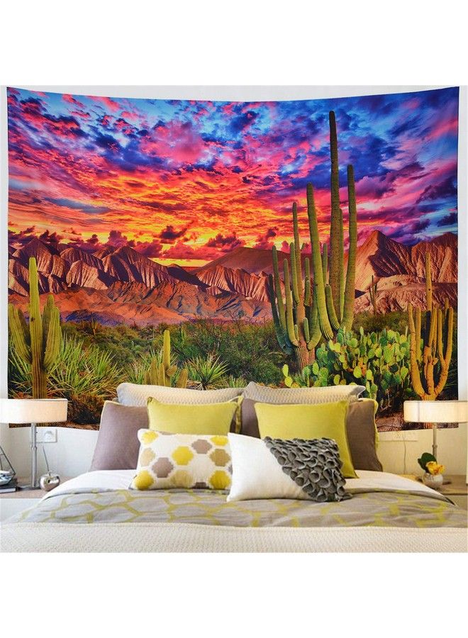 Mountain Tapestry Desert Cactus Tapestry Sunset Clouds Tapestry Psychedelic Tropical Plants Wall Tapestry Nature Scenery Tapestry Wall Hanging For Bedroom Decor