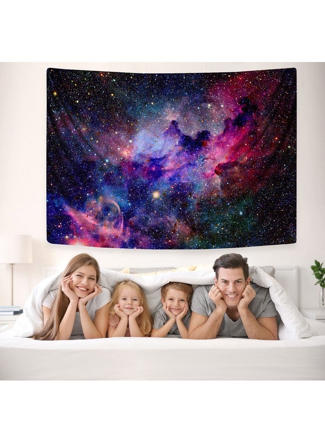 Galaxy Tapestry Wall Hanging Purple Outer Space Tapestry Cool Trippy Nebula Universe Tapestries For Bedroom Living Room Dorm Decor (W59.1 × H51.2 Purple)