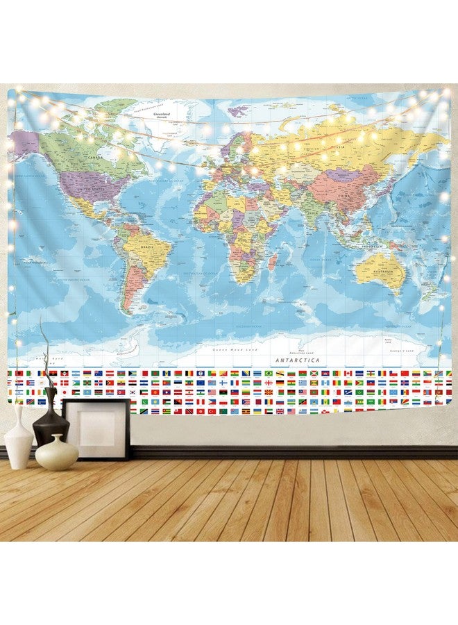 Map Of The World Tapestry World Map Hanging Tapestry Travel Globe Wall Decor Geography Classroom Decorations (40 X 60)