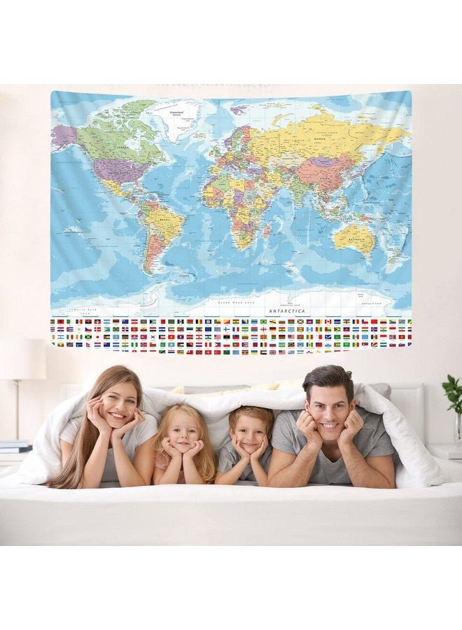 Map Of The World Tapestry World Map Hanging Tapestry Travel Globe Wall Decor Geography Classroom Decorations (40 X 60)
