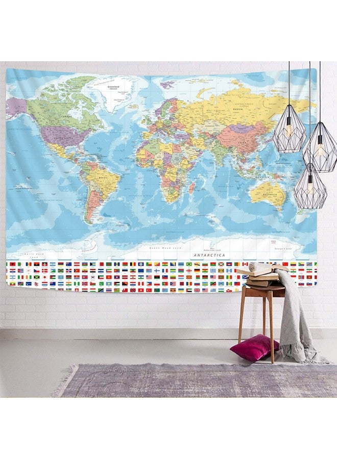 Map Of The World Tapestry World Map Hanging Tapestry Travel Globe Wall Decor Geography Classroom Decorations (40 X 60)