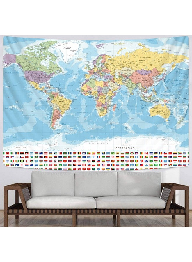 Map Of The World Tapestry World Map Hanging Tapestry Travel Globe Wall Decor Geography Classroom Decorations (40 X 60)