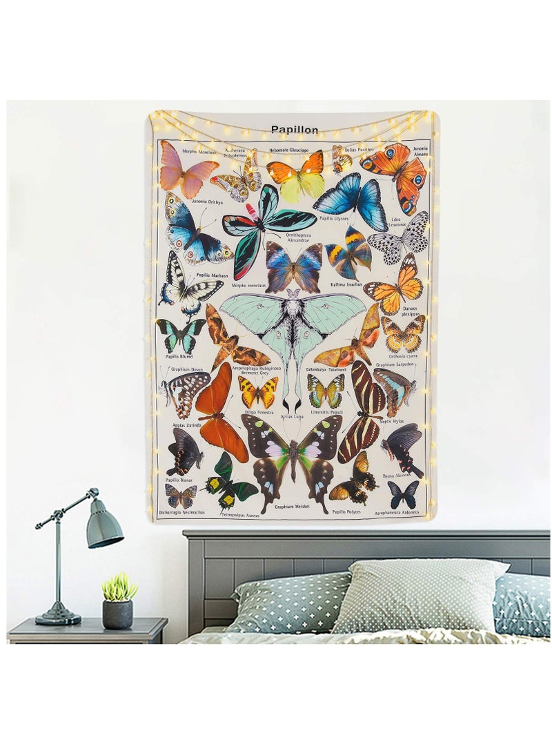 Butterfly Tapestry Vintage Beige Tapestries Aesthetic Tapestry Chart Tapestry Wall Hanging for Room