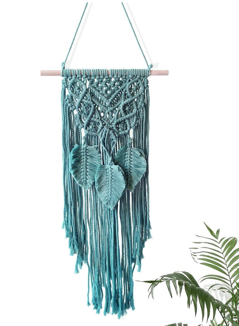 Macrame Woven Wall Hanging Boho Chic Home Decoration Art Wall Leaf Feather Handmade Tapestries Handmade Natural Cotton Suitable for Wedding Bedroom Living Room Background Wall