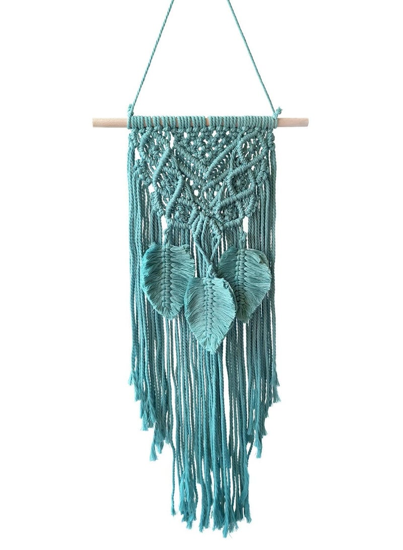 Macrame Woven Wall Hanging Boho Chic Home Decoration Art Wall Leaf Feather Handmade Tapestries Handmade Natural Cotton Suitable for Wedding Bedroom Living Room Background Wall