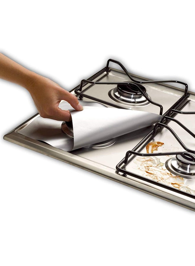 4-Piece Gas Stove Burner Cover Silver