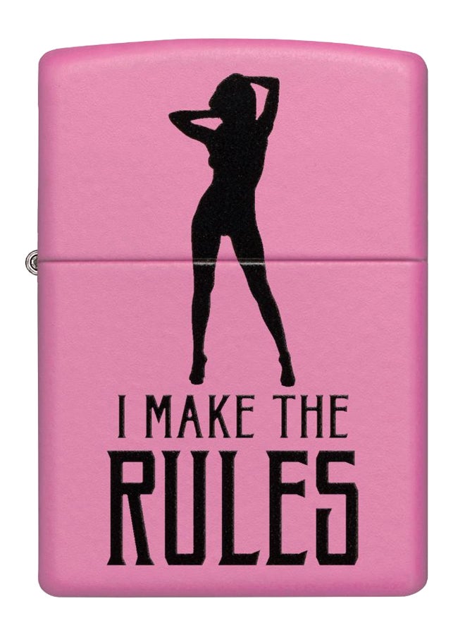 I Make The Rules Design Gas Lighter Pink/Black 8.5 x 6centimeter