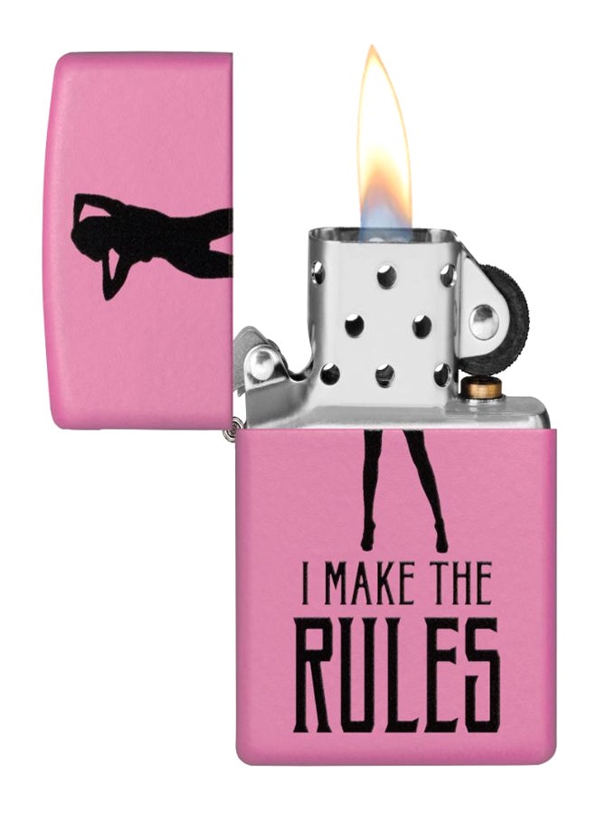 I Make The Rules Design Gas Lighter Pink/Black 8.5 x 6centimeter