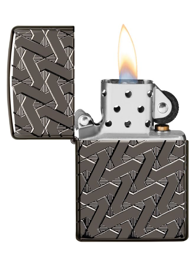 Geometric Weave Design Gas Lighter Grey