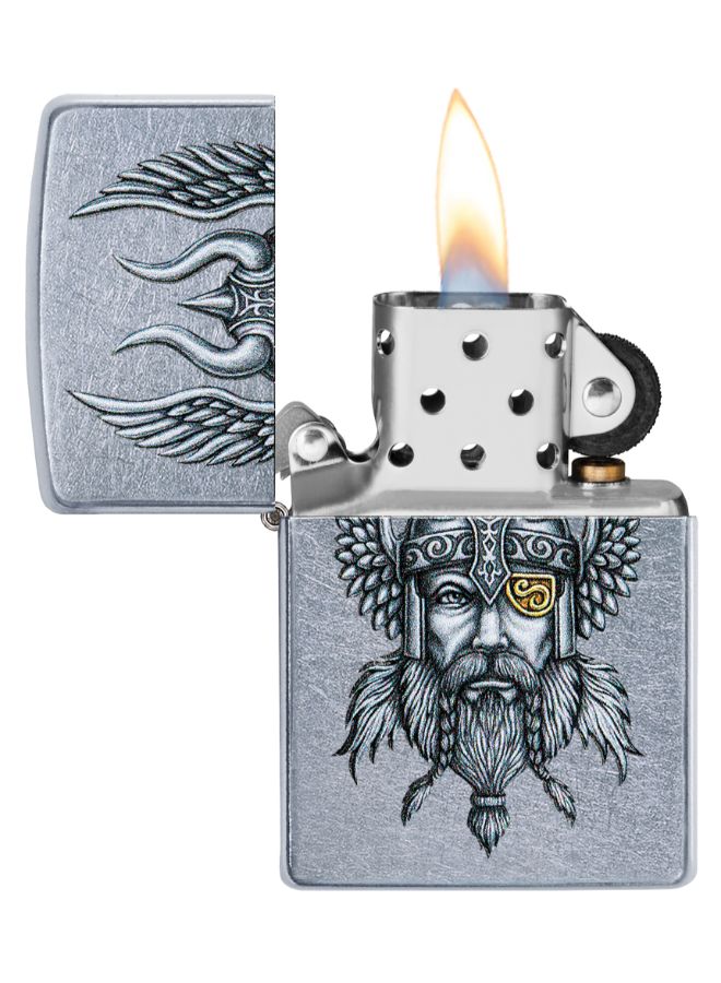 Viking Warrior Design Gas Lighter Silver/Gold