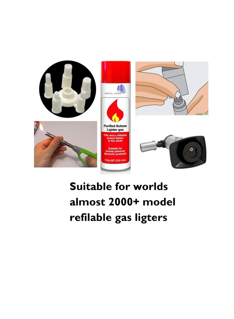 Ultra Refined Purified Butane Lighter Refill Gas 130g Suitable for Fill Worlds Almost Butane Lighters with Variety of Six Different Nozzles 12