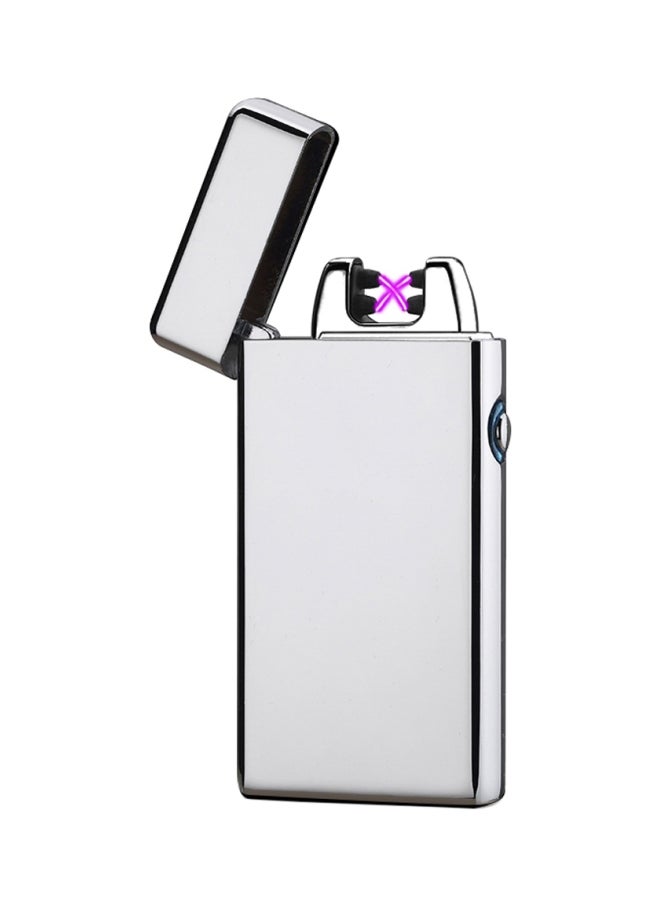 USB Rechargeable Electric Lighter Silver 7.5x1.2x3.5centimeter