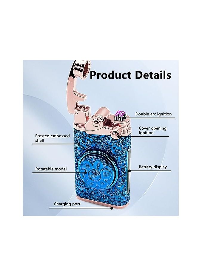 Electric Lighter Rechargeable USB Lighter Windproof Double Arc Plasma Lighter with Battery Indicator Lighter Cool Lighter for Candle, Incense, Adventure