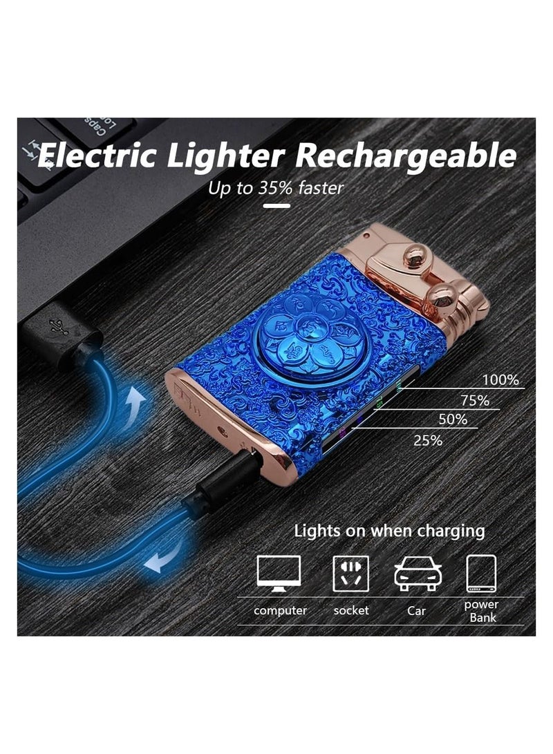Electric Lighter Rechargeable USB Lighter Windproof Double Arc Plasma Lighter with Battery Indicator Lighter Cool Lighter for Candle, Incense, Adventure