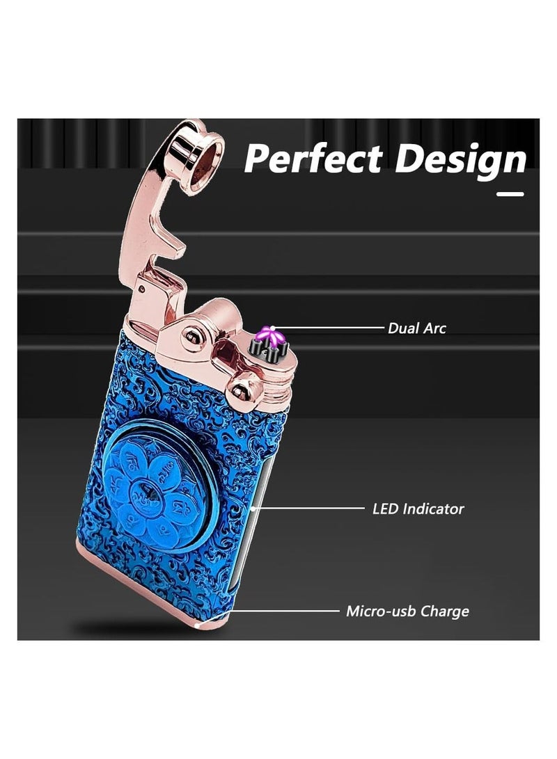 Electric Lighter Rechargeable USB Lighter Windproof Double Arc Plasma Lighter with Battery Indicator Lighter Cool Lighter for Candle, Incense, Adventure
