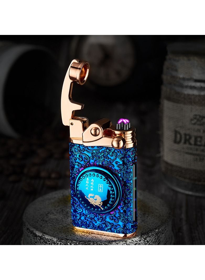 Electric Lighter Rechargeable USB Lighter Windproof Double Arc Plasma Lighter with Battery Indicator Lighter Cool Lighter for Candle, Incense, Adventure
