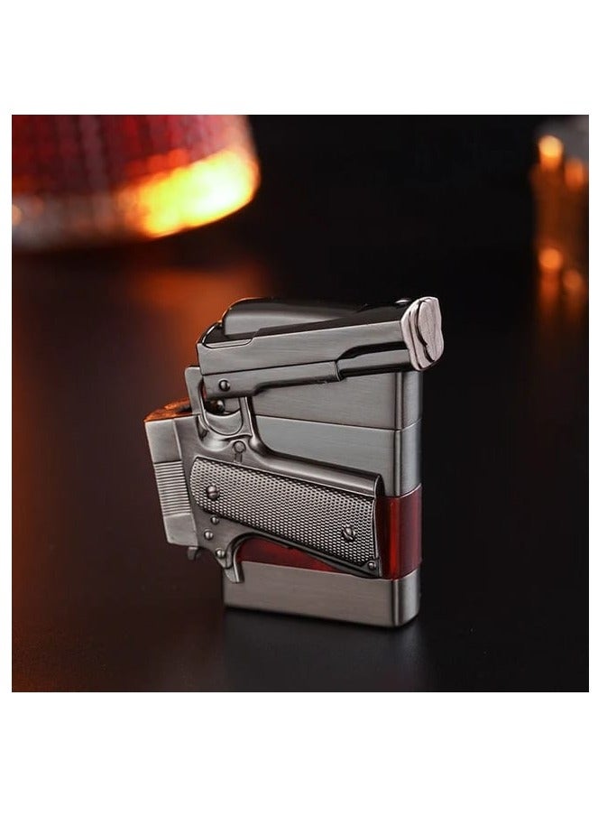 Gun Pocket Lighter for Men ,Gun Design Windproof Lighter Gun Cool Design Lighter Gift for Men