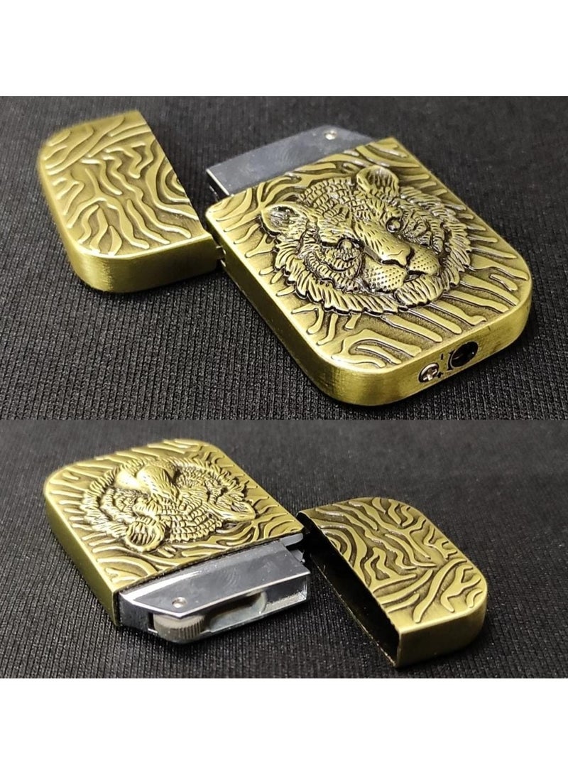 Premium Tiger Lighter - Refillable Windproof Torch Lighter with Tiger Design, Durable Metal Body, Ideal for Camping, BBQ, and Everyday Use
