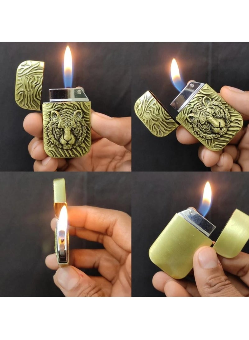 Premium Tiger Lighter - Refillable Windproof Torch Lighter with Tiger Design, Durable Metal Body, Ideal for Camping, BBQ, and Everyday Use