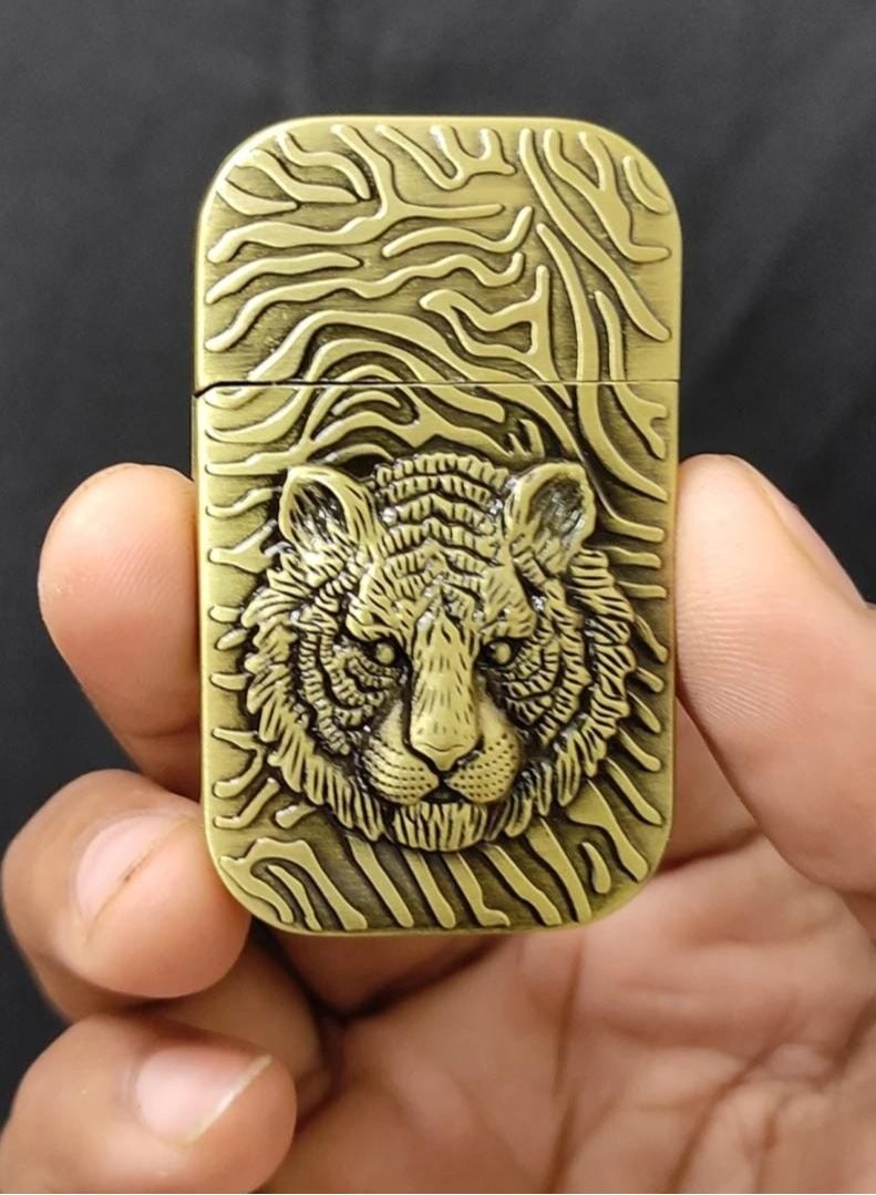 Premium Tiger Lighter - Refillable Windproof Torch Lighter with Tiger Design, Durable Metal Body, Ideal for Camping, BBQ, and Everyday Use