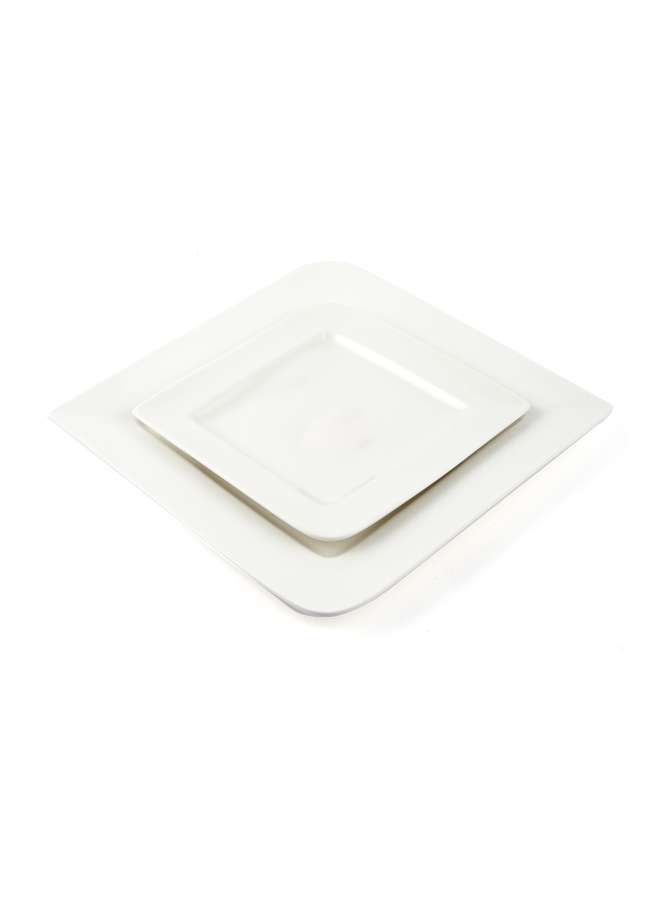 Ivory Porcelain Square Plate with Round Egdes 18 cm