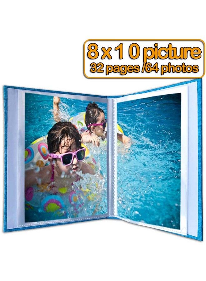 Photo Album 8X10 64 Photos For 8X10 Photo Album Clear Pages Linen Cover With Front Window Photo Album For 8X10 Photos Dark Green