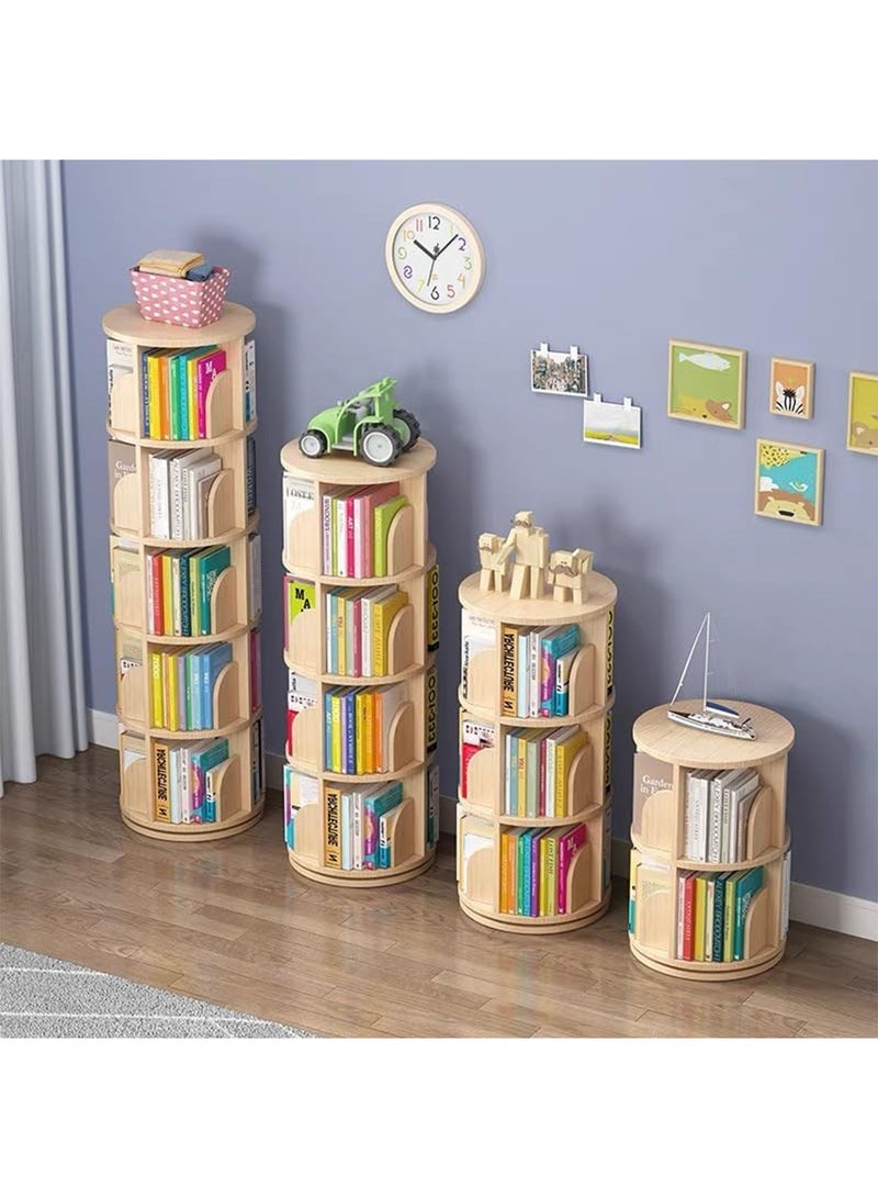 360° Rotating Bookshelf 5 Tiers Tall Bookcase Corner Floor Standing Display Storage Shelf Book Organizer for Living Room Bedroom