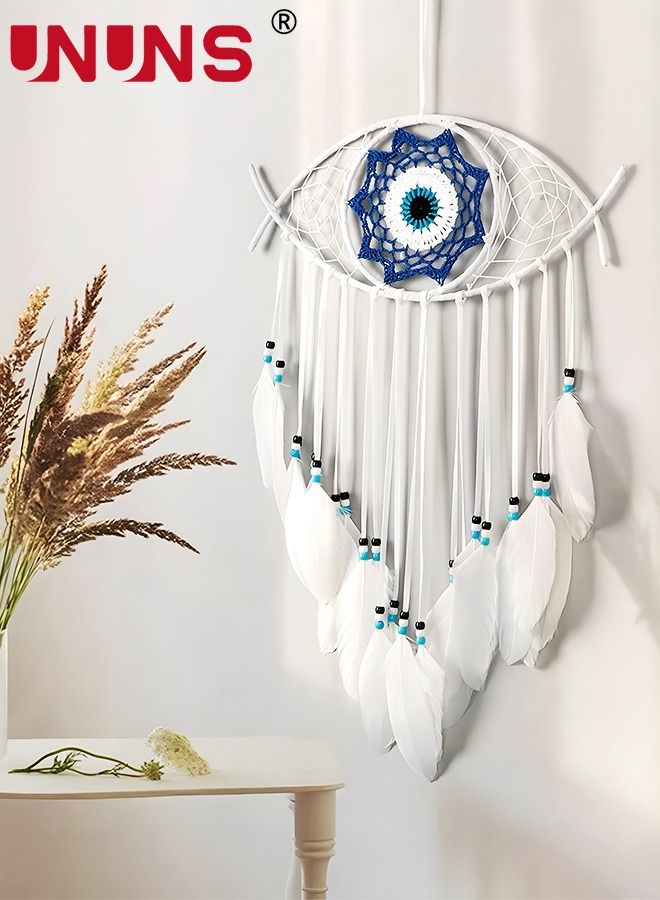 Dream Catcher,White Dream Catcher for Bedroom Handmade Evil Eye Macrame Wall Hanging For Boho Home Decor Room Decor,Protection Good Luck Blessing Festival Gift