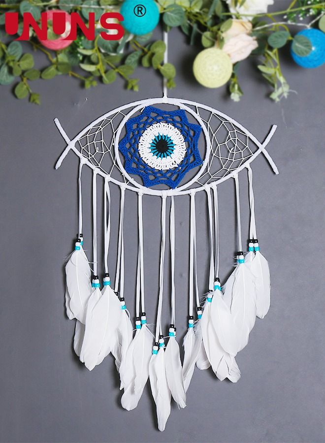 Dream Catcher,White Dream Catcher for Bedroom Handmade Evil Eye Macrame Wall Hanging For Boho Home Decor Room Decor,Protection Good Luck Blessing Festival Gift