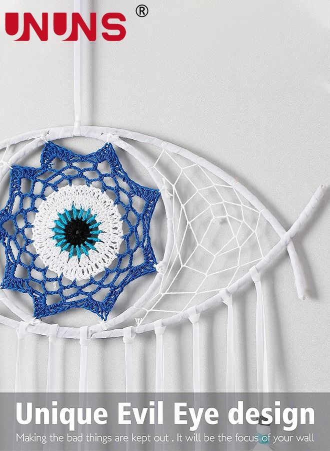 Dream Catcher,White Dream Catcher for Bedroom Handmade Evil Eye Macrame Wall Hanging For Boho Home Decor Room Decor,Protection Good Luck Blessing Festival Gift