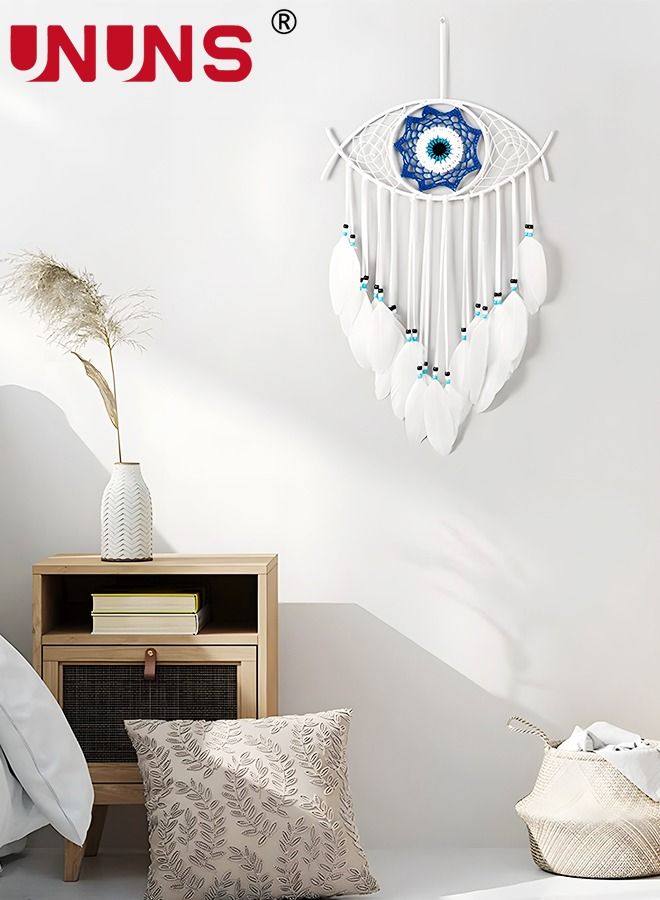 Dream Catcher,White Dream Catcher for Bedroom Handmade Evil Eye Macrame Wall Hanging For Boho Home Decor Room Decor,Protection Good Luck Blessing Festival Gift