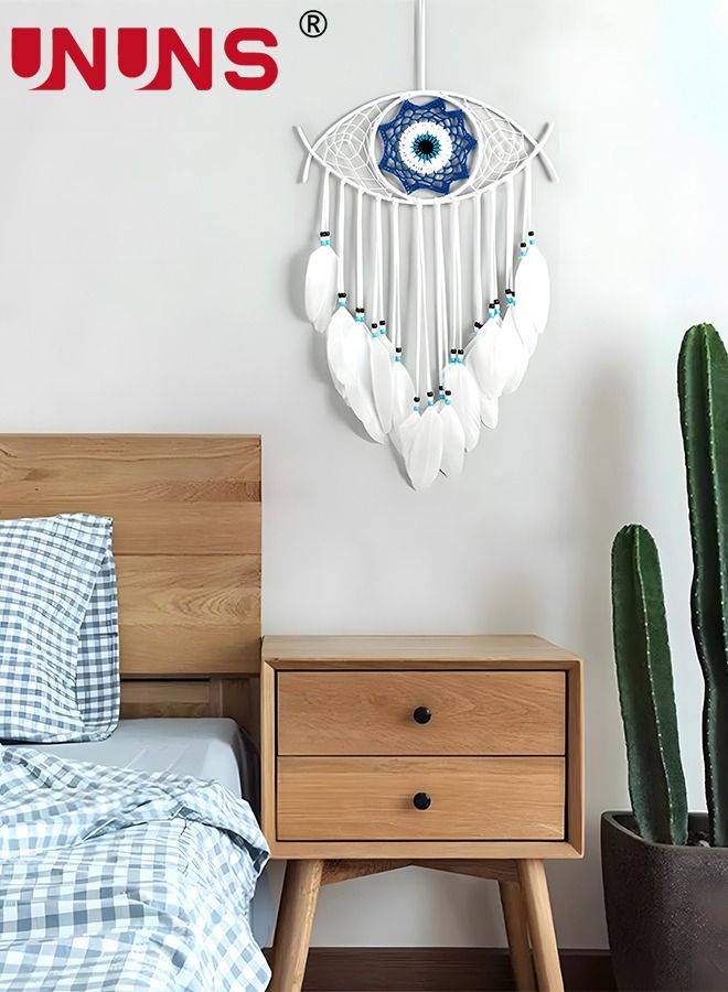 Dream Catcher,White Dream Catcher for Bedroom Handmade Evil Eye Macrame Wall Hanging For Boho Home Decor Room Decor,Protection Good Luck Blessing Festival Gift