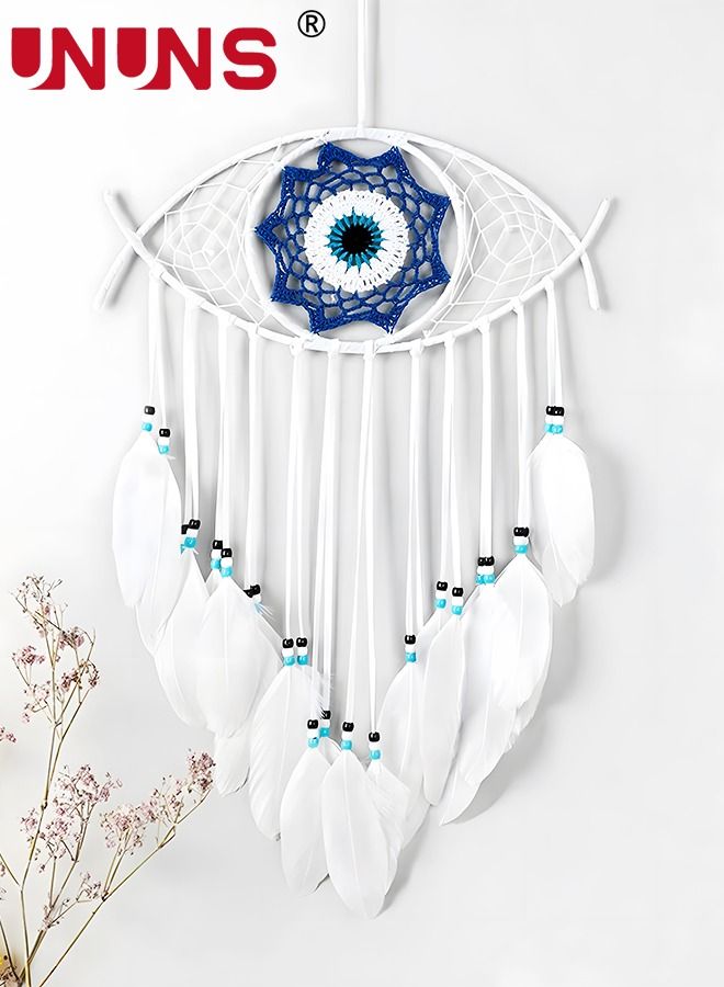 Dream Catcher,White Dream Catcher for Bedroom Handmade Evil Eye Macrame Wall Hanging For Boho Home Decor Room Decor,Protection Good Luck Blessing Festival Gift