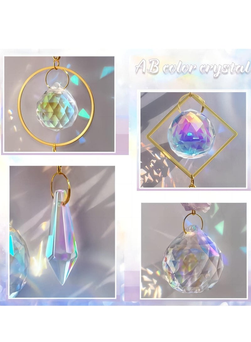Crystal  Rainbow Hanging Prism Ornament Pendant Home Garden Car Decoration 4 Pack Gift Kit Sun Catchers Indoor Window, 13.8 Inc