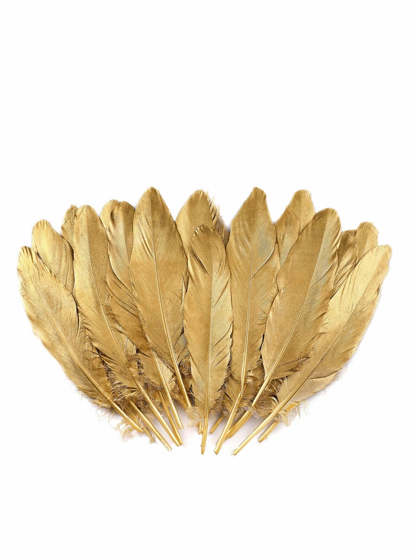 Gold Goose Feathers for Craft - 6-8 inch 60 pcs Natural Feathers for Wedding Party Decorations,DIY Crafts and Clothing Accessories (Gold)