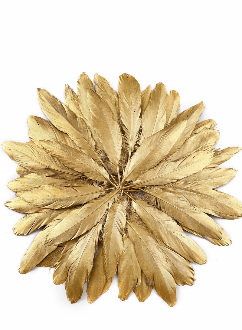 Gold Goose Feathers for Craft - 6-8 inch 60 pcs Natural Feathers for Wedding Party Decorations,DIY Crafts and Clothing Accessories (Gold)