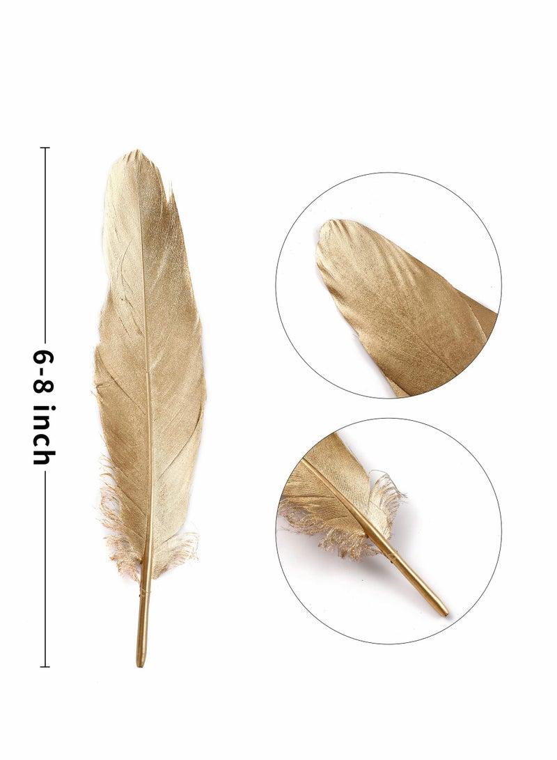 Gold Goose Feathers for Craft - 6-8 inch 60 pcs Natural Feathers for Wedding Party Decorations,DIY Crafts and Clothing Accessories (Gold)