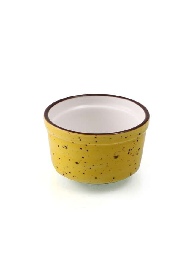 Color Glaze Porcelain Lined Ramekin 9 cm,Yellow