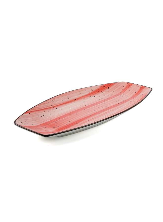 Color Glaze Porcelain Boat Plate 30 cm,Red