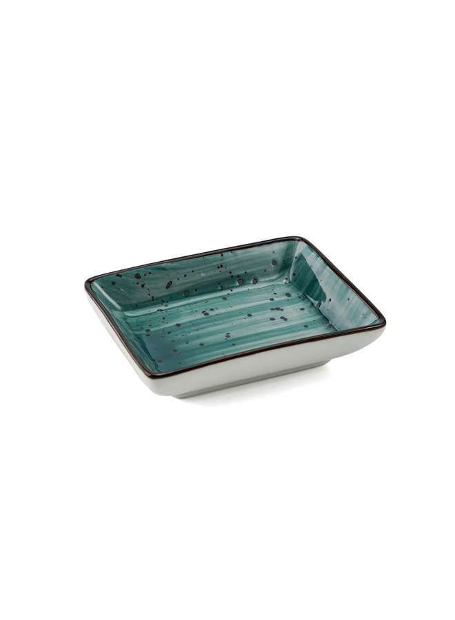 Color Glaze Porcelain Rectangular Dish 3.5 Inch,Green