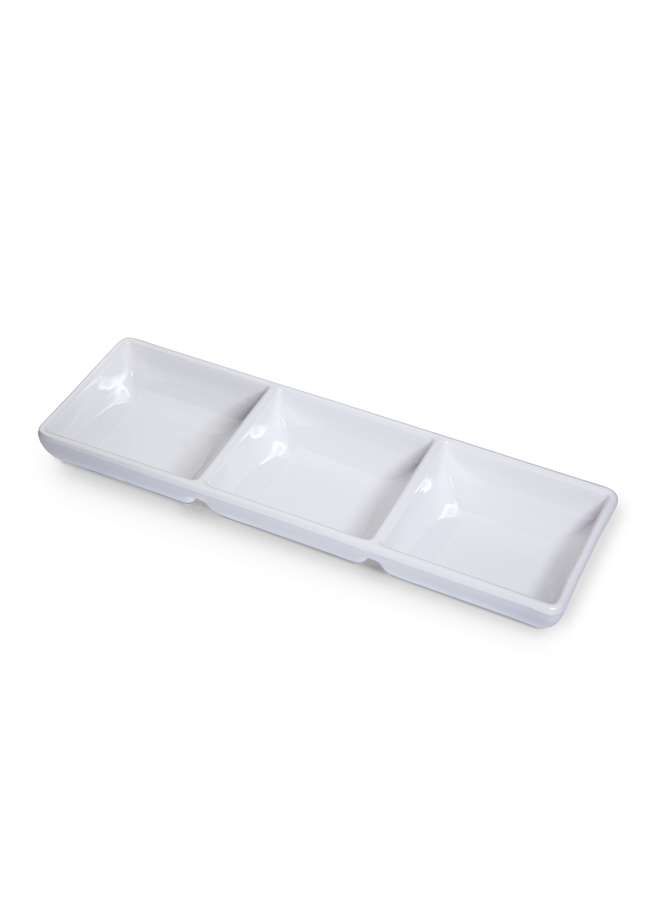 Melamine Rectangular 3 Compartment Mezze Dish