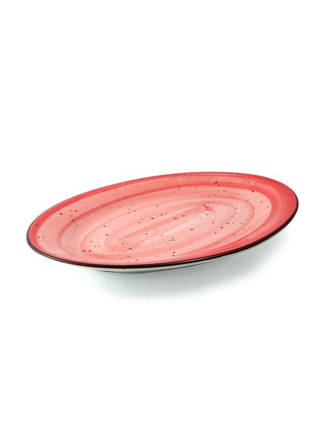 Color Glaze Porcelain Oval Plate 30 cm,Red