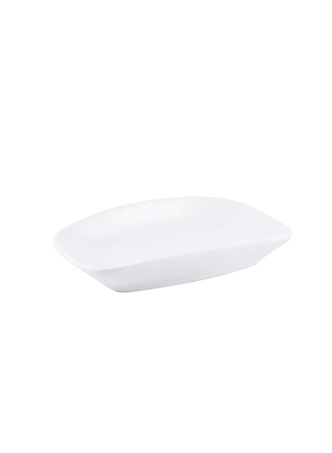 Ivory Porcelain Towel Dish with Veins 5.5 Inch