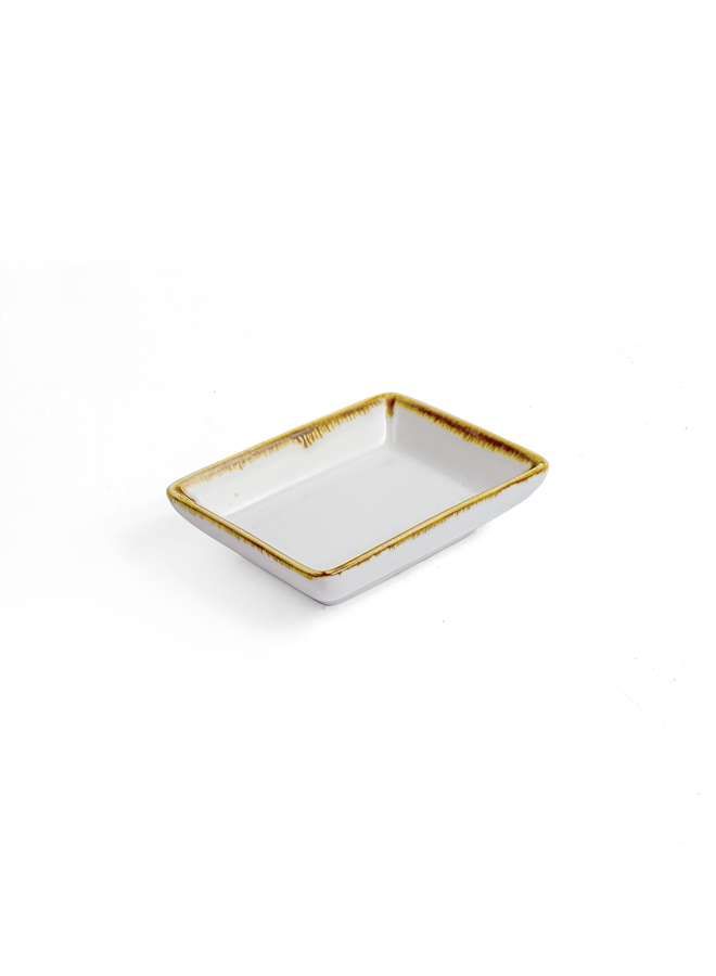 Porcelain Ivory Mocha 3.5 Inch Rectangular Dish